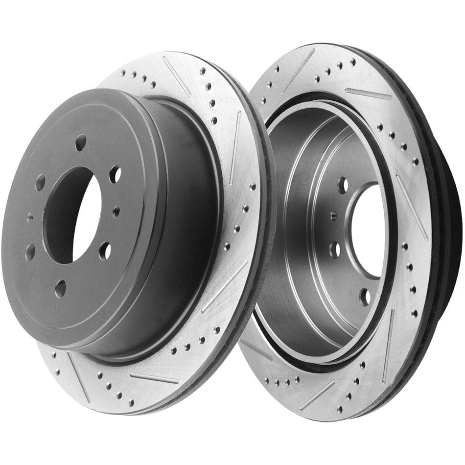 Rear Drilled Rotors + Brake Pads For 2004-2011 Ford F150 2006-08 Lincoln Mark LT