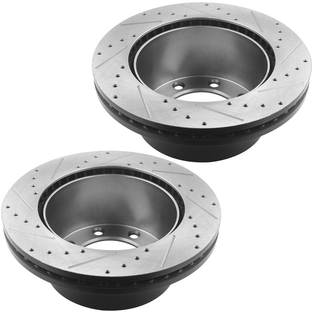 New Set Rear Drilled Slotted Rotors Ceramic Pads Ford F-350 F-250 Super Duty