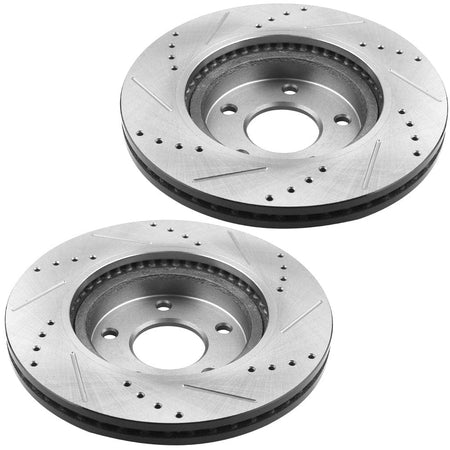 Front Drilled & Slotted Disc Brake Rotors +Ceramic Brake Pads + Cleaner & Fluid Fits for 2007-2012 Nissan Altima, 2013 Nissan Altima (Coupe Models Only)