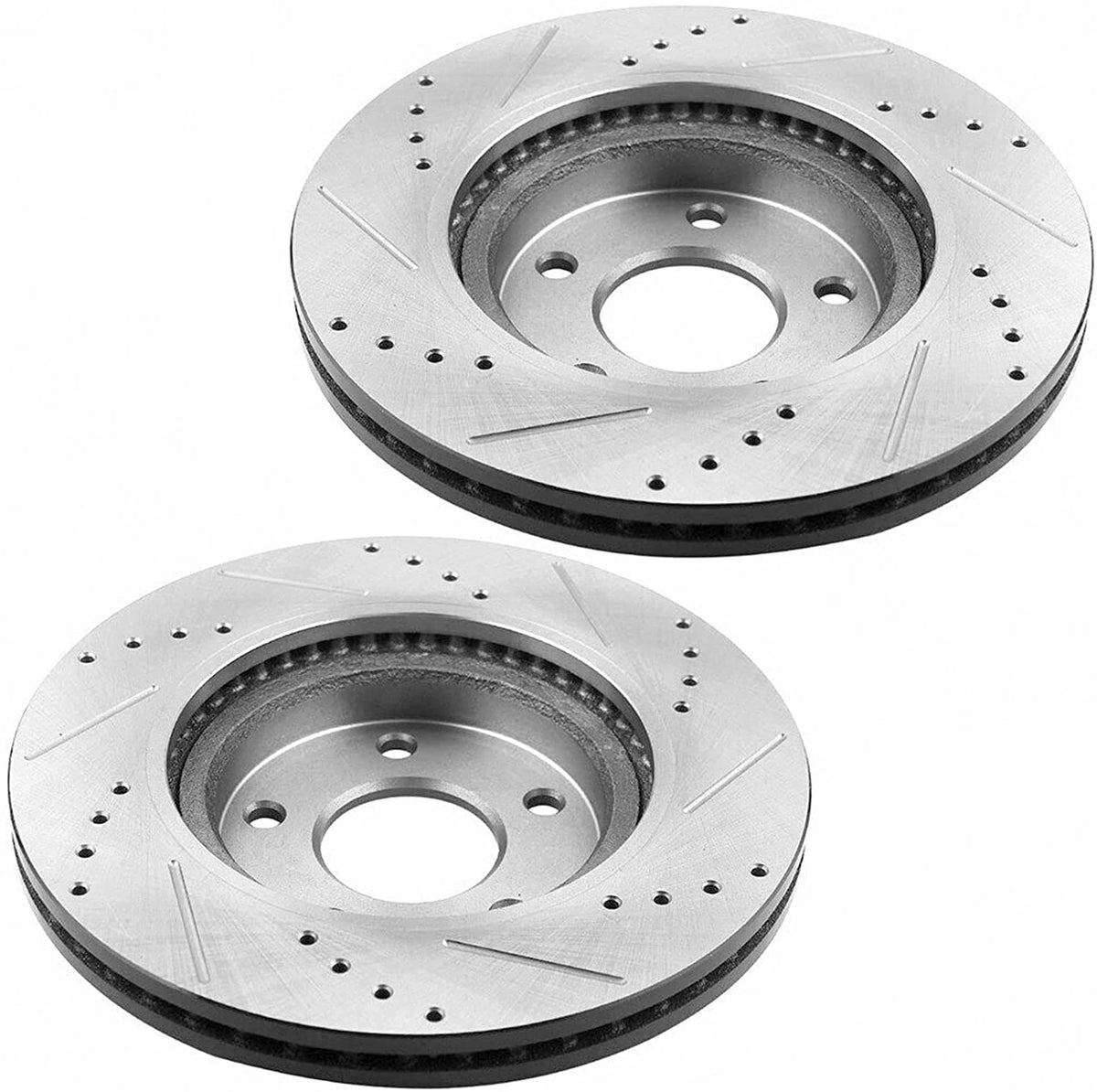 MotorbyMotor Front Brake Rotors 296mm Drilled & Slotted Design Brake Rotor & Brake Pad kit Fits for Infiniti I35, Nissan Maxima Altima