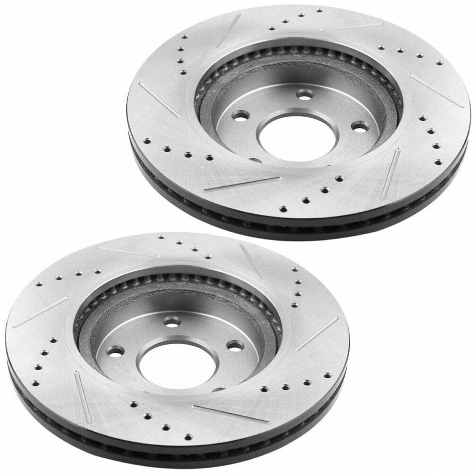 MotorbyMotor Front Brake Rotors 296mm Drilled & Slotted Brake Rotor Fits for Infiniti I35 02-04, Nissan Maxima 02-03, Nissan Altima 02-06