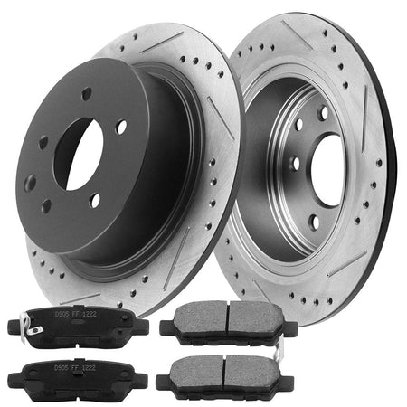 Nissan Sentra Rear Brake Rotors & Pads 12042073 D905, with dot4 cleaner