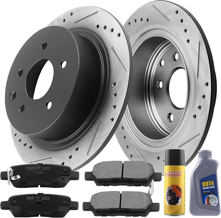 Rear Black E-Coating Brake Rotors And Ceramic Pads for 2007 - 2019 Nissan Sentra