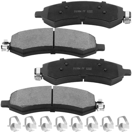 Front Ceramic Brake Pads w/Hardware Kits Fits for Chrysler Aspen, Dodge Dakota Durango Ram 1500, Mitsubishi Raider, Ram 1500 Dakota-Low Dust Brake Pad-4 Pack