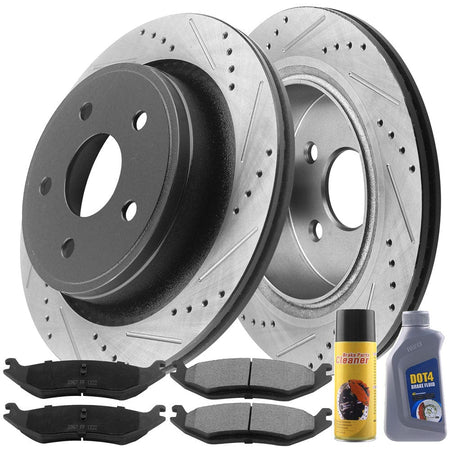Dodge Durango Rear Brake Rotors & Pads 12067054 D967, with dot4 & cleaner