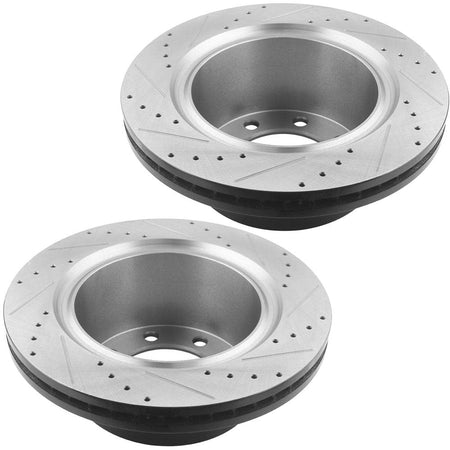 MotorbyMotor Rear Brake Rotors & Brake Pad Kit 358mm Drilled & Slotted Design Including CLEANER DOT4 FLUID Fits for Dodge Ram 2500 3500 Pickup, Dodge Ram 2500 2300 4000