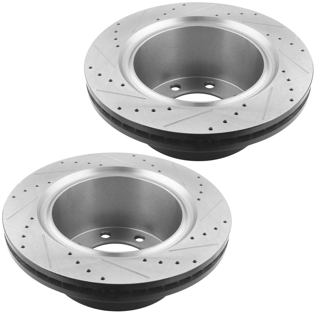 MotorbyMotor Rear Brake Rotors & Brake Pad Kit 358mm Drilled & Slotted Design Fits for Dodge Ram 2500 3500 Pickup, Dodge Ram 2500 2300 4000