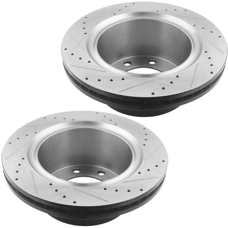 MotorbyMotor Rear Brake Rotors & Brake Pad Kit 358mm Drilled & Slotted Design Fits for Dodge Ram 2500 3500 Pickup, Dodge Ram 2500 2300 4000