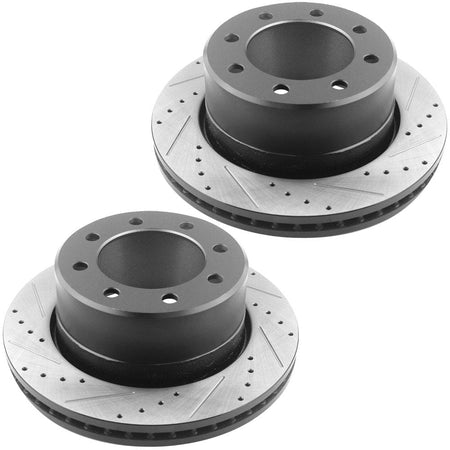 MotorbyMotor Rear Brake Rotors & Brake Pad Kit 358mm Drilled & Slotted Design Fits for Dodge Ram 2500 3500 Pickup, Dodge Ram 2500 2300 4000