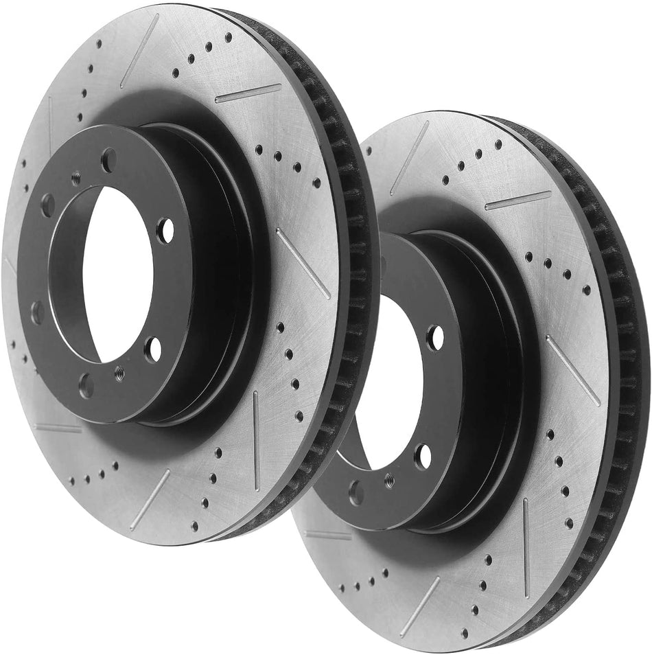 Front Black Brake Rotors + ceramic Brake Pads For Lexus GX460 Toyota 4Runner New