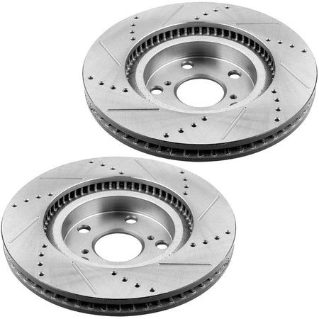 Motorbymotor Front Brake Rotors 296mm Drilled & Slotted Design Brake Rotor & Brake Pad kit Fits for Toyota Avalon,Toyota Camry,Lexus ES300h,Lexus ES350