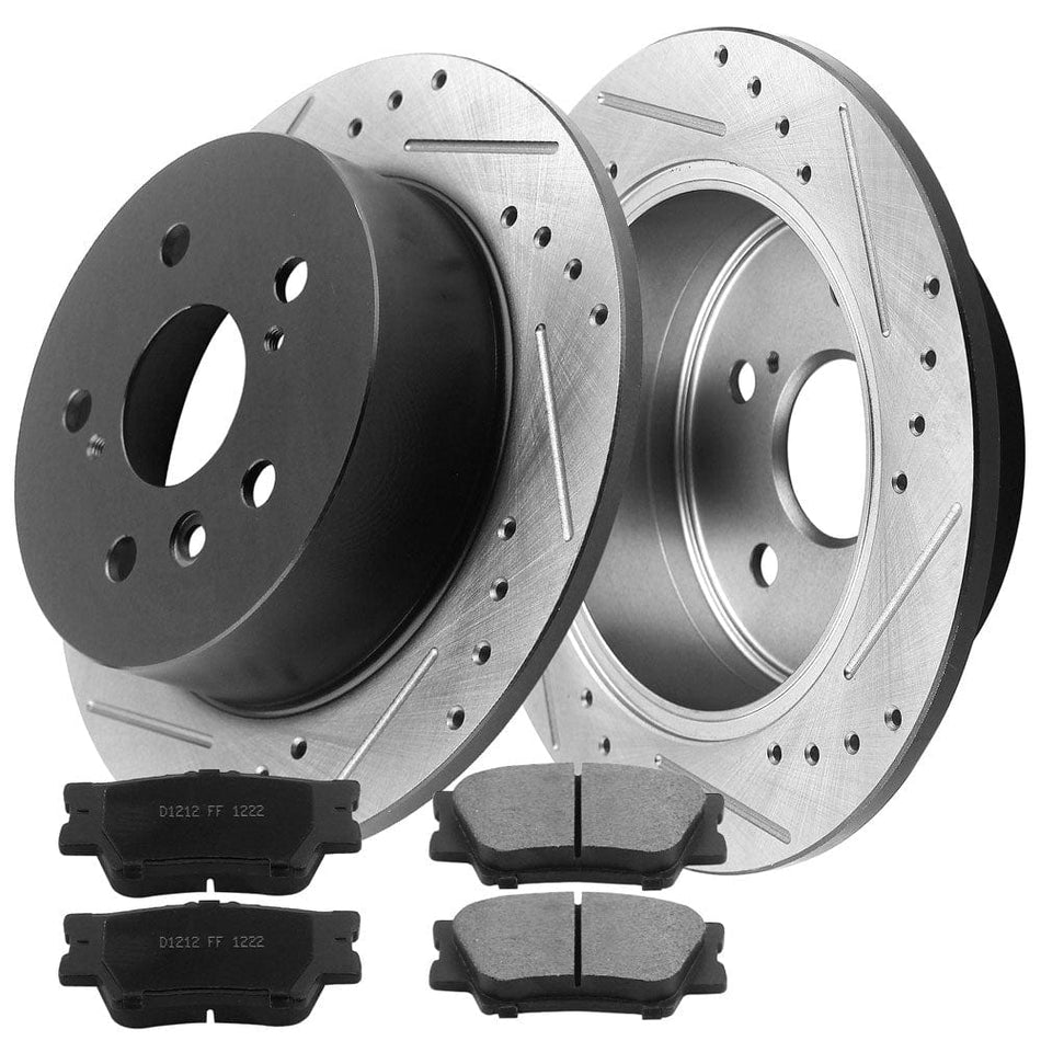 Toyota Avalon Rear Brake Rotors & Pads 12044188 D1212, with dot4 cleaner