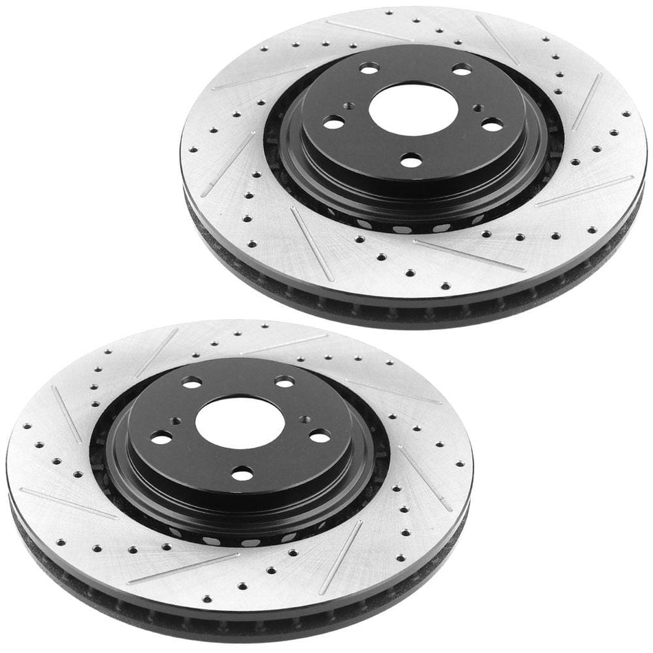 MotorbyMotor-Front Drilled & Slotted Disc Brake Rotors +Ceramic Pads Fits for Lexus NX200t NX300 NX300H RX350 RX450H, Toyota Highlander Sienna-All Model