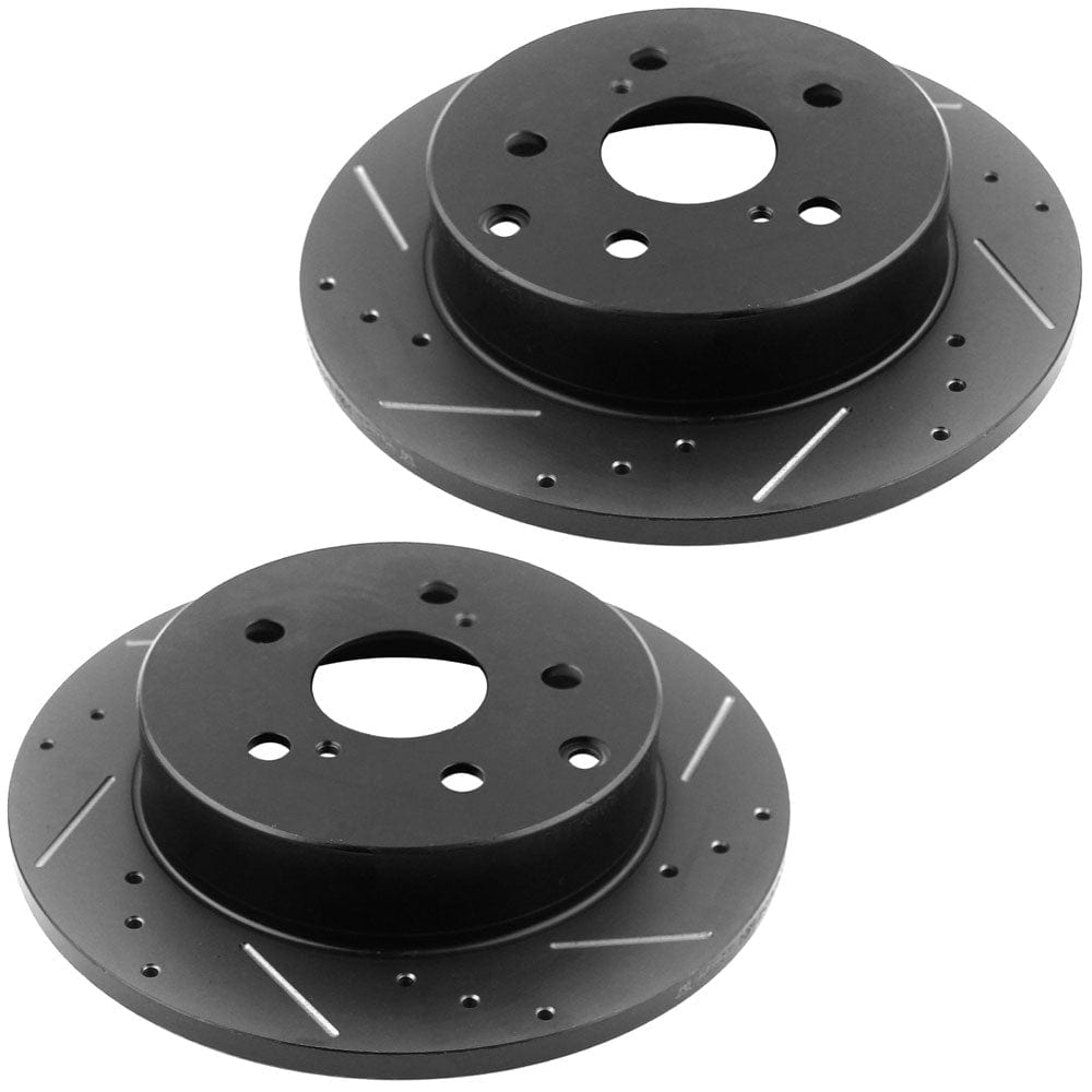 Motorbymotor Rear Brake Rotors 281.1mm Drilled & Slotted Design Brake Rotor & Brake Pad kit Including CLEANER DOT4 FLUID Fits for Lexus HS250H,Toyota RAV4