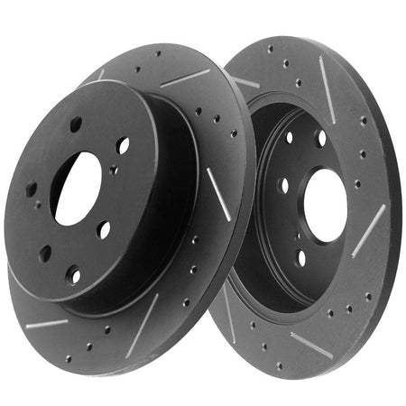 Motorbymotor Rear Brake Rotors 281.1mm Drilled & Slotted Design Brake Rotor & Brake Pad kit Including CLEANER DOT4 FLUID Fits for Lexus HS250H,Toyota RAV4