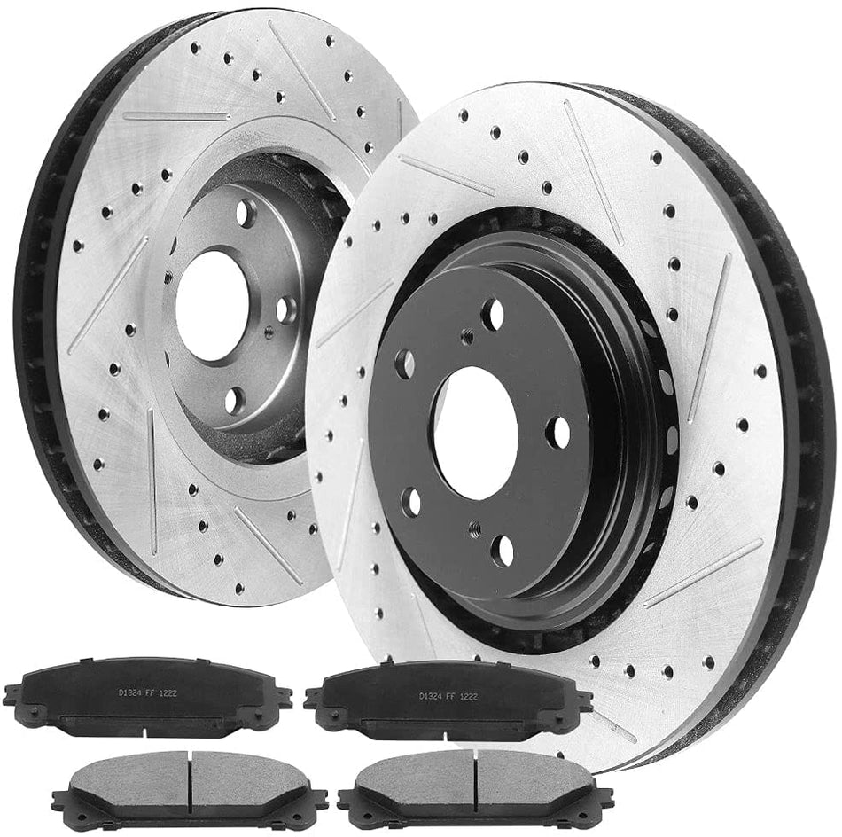 Front & Rear Disc Rotors + Brake Pads For Toyota Sienna Highlander RX350 RX450h