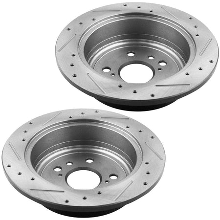 Motorbymotor Rear Brake Rotors 291mm Drilled & Slotted Design Brake Rotor & Brake Pad kit Fits for Toyota Sienna 2004-2010