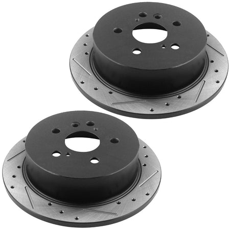 Motorbymotor Rear Brake Rotors 291mm Drilled & Slotted Design Brake Rotor & Brake Pad kit Fits for Toyota Sienna 2004-2010