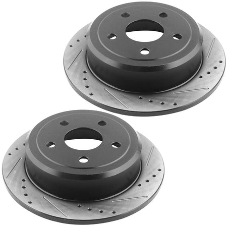 MotorbyMotor Rear Brake Rotors 316mm Drilled & Slotted Design Brake Rotor & Brake Pad kit Including CLEANER DOT4 FLUID Fits for Jeep Wrangler 2007 - 2017, Jeep Wrangler JK 2018-All Models