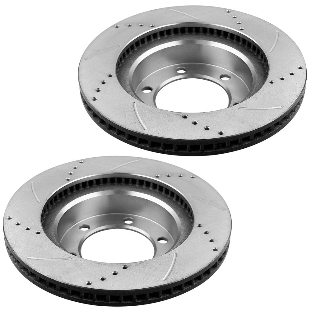 Front Drilled & Slotted Disc Brake Rotors + Ceramic Pads Fits for 2003-2009 Toyota 4Runner, 2005-2020 Toyota Tacoma, 2007-2014 Toyota FJ Cruiser