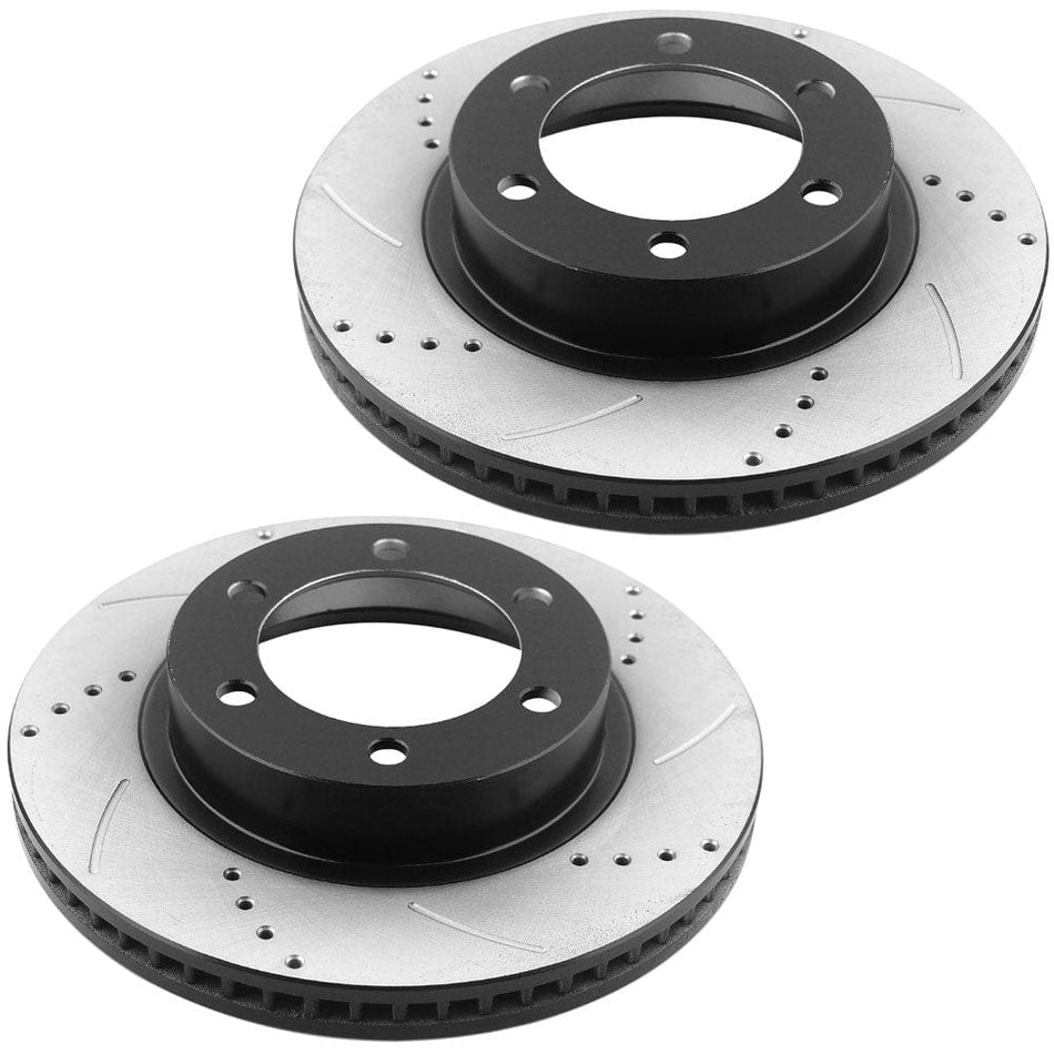 Front Drilled & Slotted Disc Brake Rotors + Ceramic Pads Fits for 2003-2009 Toyota 4Runner, 2005-2020 Toyota Tacoma, 2007-2014 Toyota FJ Cruiser
