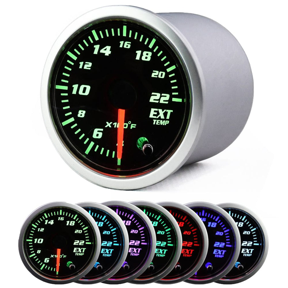 2'' 52mm Exhaust Gas Temp Gauge Universal 7 Color LED Temperature EGT Gauge Meter with Sensor 12V