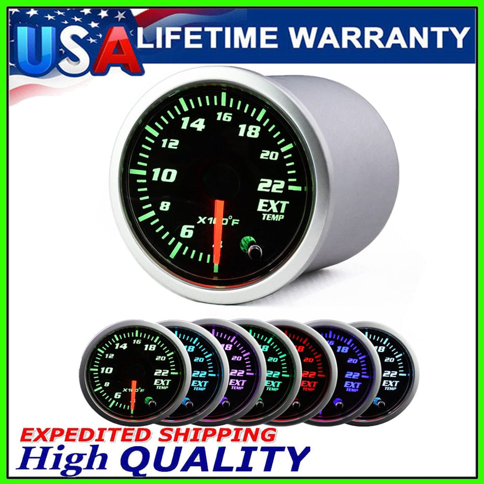 2'' 52mm Exhaust Gas Temp Gauge Universal 7 Color LED Temperature EGT Gauge Meter with Sensor 12V