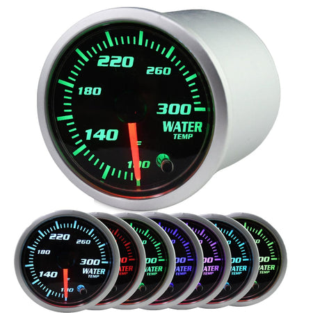 2'' 52mm Temp Gauge, Water Temp Gauge 7 Color LED Display Water Temperature Gauge Sensor Car Meter