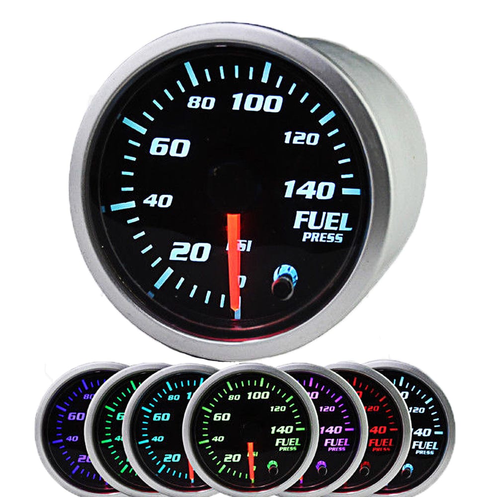 AFA-MOTORS FPG-140 7-Color LED Fuel Pressure Gauge 140 PSI Smoked Lens
