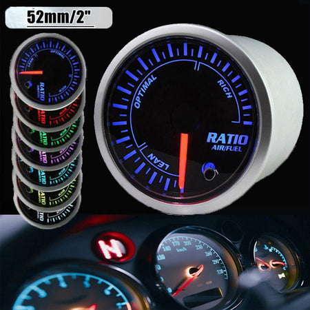 MotorbyMotor 2" 52mm Air Gauge 7 Colors LED Car Auto Air Fuel Ratio Air Gauge Meter-Universal
