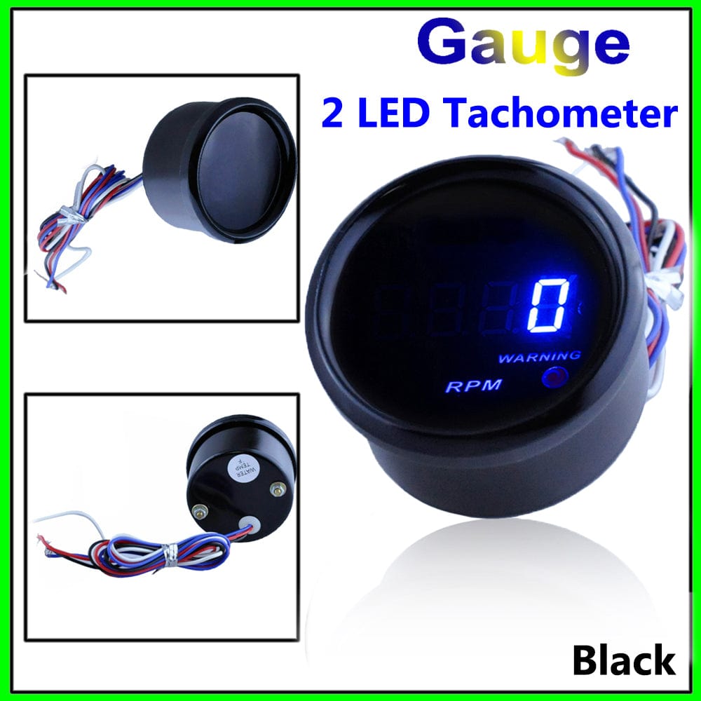 MotorbyMotor 2" 52mm RPM Gauge, Electronic Tachometer Tacho Gauge Blue Digital LED Car Meter  0-9999 RPM
