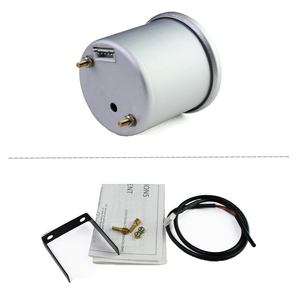 MotorbyMotor 52mm Voltage Gauge 7 Color LCD Digital 2" Voltmeter Guage Sensor Kit for Auto Car-Smoke Lens