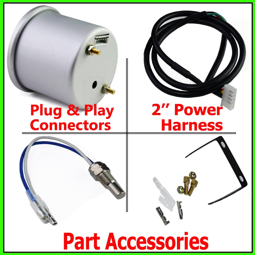 MotorbyMotor 7 Color Oil Temperature Gauge 52mm 2" Oil Tempe Gauge-with Electronic Sensor-Black Dial-Smoked Lens