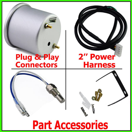 MotorbyMotor 7 Color Oil Temperature Gauge 52mm 2" Oil Tempe Gauge-with Electronic Sensor-Black Dial-Smoked Lens