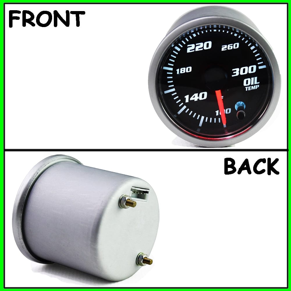 MotorbyMotor 7 Color Oil Temperature Gauge 52mm 2" Oil Tempe Gauge-with Electronic Sensor-Black Dial-Smoked Lens