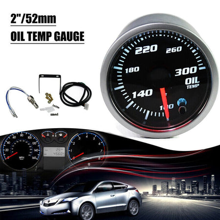 MotorbyMotor 7 Color Oil Temperature Gauge 52mm 2" Oil Tempe Gauge-with Electronic Sensor-Black Dial-Smoked Lens