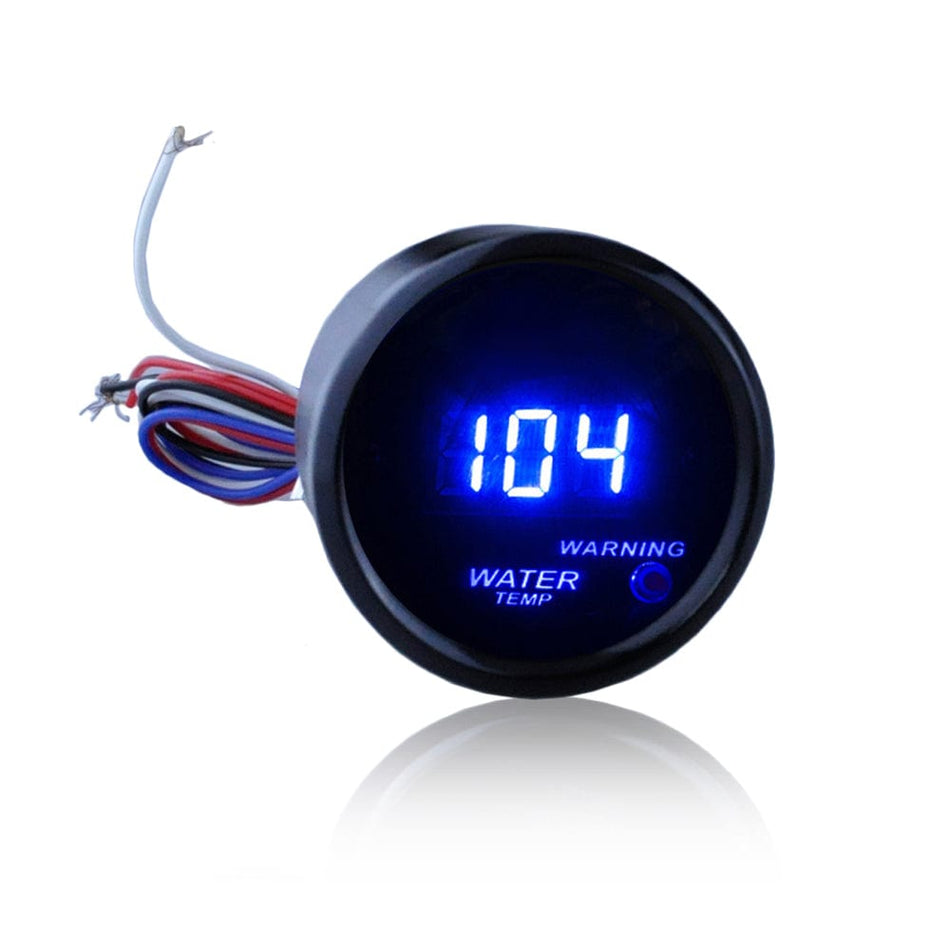 MotorbyMotor Digital Water Temperature Gauge 2" 52mm Electronic Blue LED Water Temp Gauge for Car Automotive(Fahrenheit) DC 12V