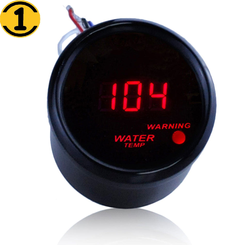 MotorbyMotor Digital Water Temperature Gauge 2" 52mm Red LED Water Temp Sensor Gauge Fahrenheit for Car Automotive DC 12V