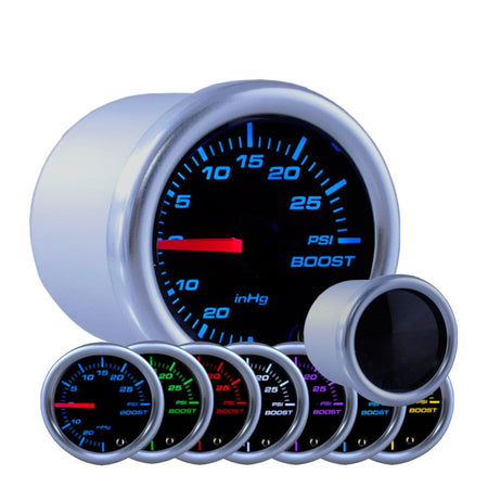 12V 52mm 2'' Car 20 PSI Pressure Vacuum Turbo Boost Gauge Meter LED 7 Color