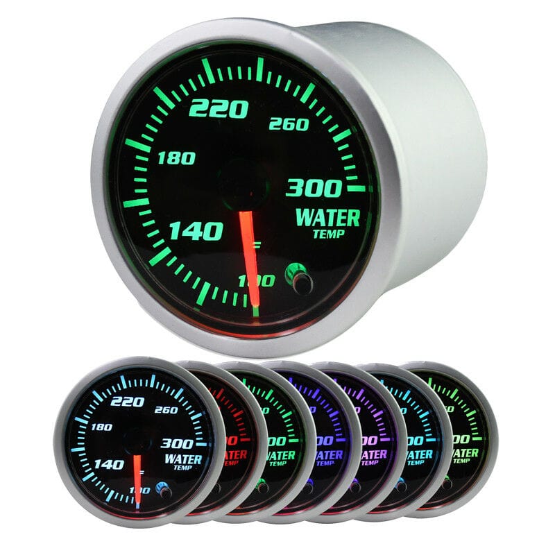 2" Coolant Water Temp Gauge Thermo 100-300 Fahrenheit Meter 1/8 NPT 7 LED Color