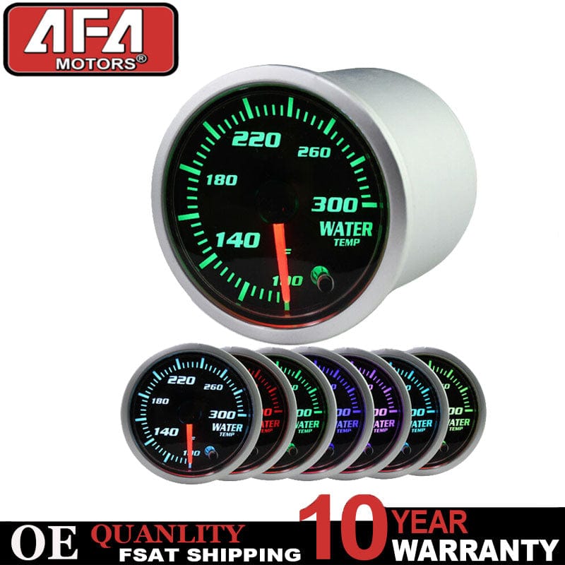 2" Coolant Water Temp Gauge Thermo 100-300 Fahrenheit Meter 1/8 NPT 7 LED Color