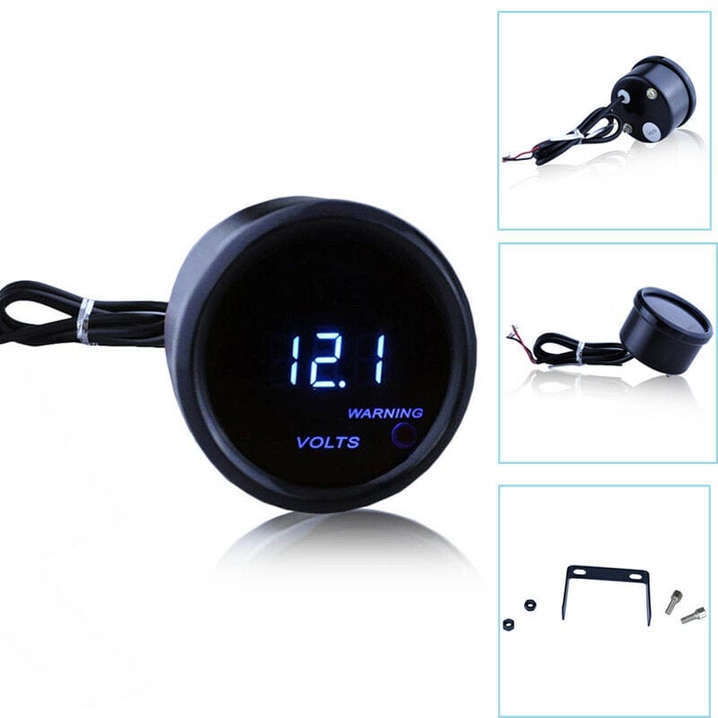 2 Inch 52mm 12V Auto Blue Light Digital Led Volt Voltage Meter Gauge Black
