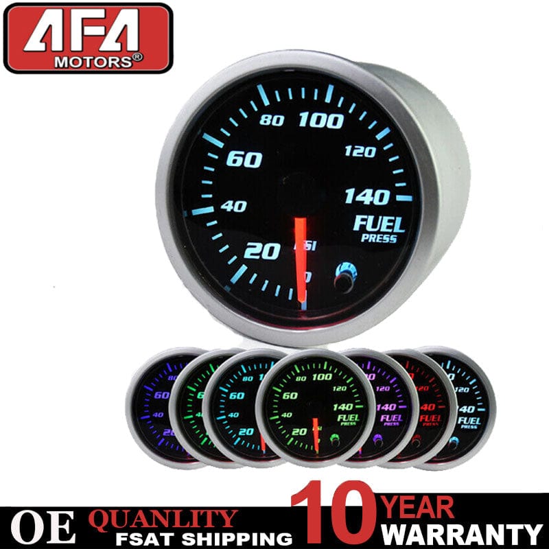 52mm/ 2" Fuel Pressure Gauge Press Meter Black Face 0-140 PSI Alluminium 12V