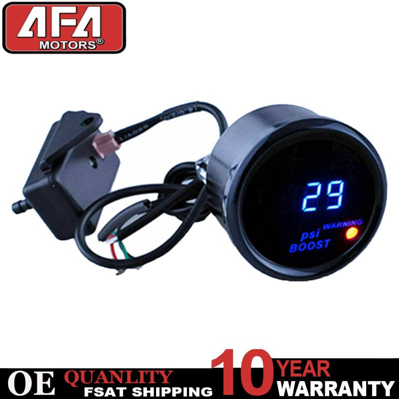 Blue Digital Boost Gauge 52mm 0-29 PSI Turbo Pressure Meter 2" with FREE Mount