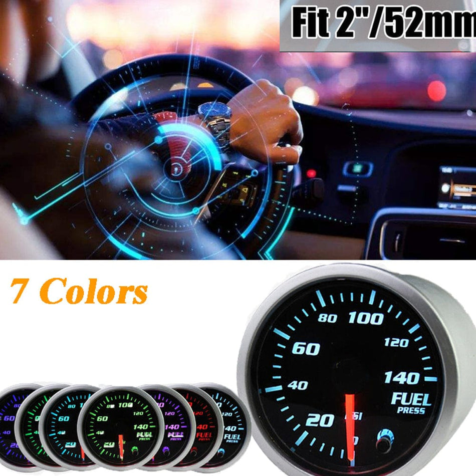 MotorbyMotor 2 Inch 52mm Oil Pressure Gauge, 0-120PSI Electronic Oil Press Gauge ,Digital Blue LED Sensor