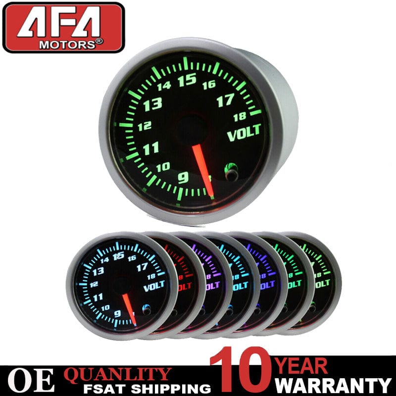 Universal 2" 52mm Blue Digital LED Volt Meter Electronic Voltage Gauge w/7 Color