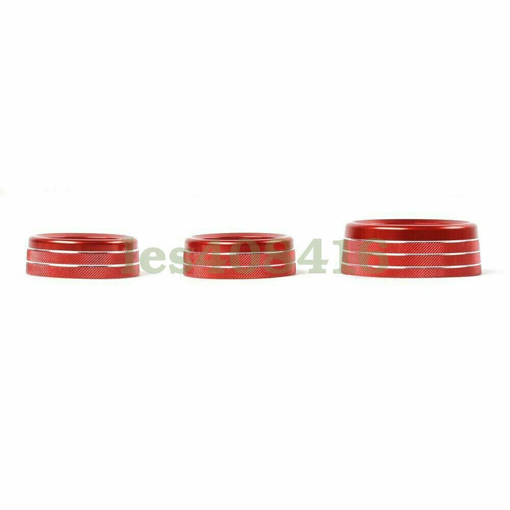 3X Red Air Condition & Audio Switch Knob Trim Ring for Dodge Challenger/Charger