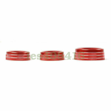 3X Red Air Condition & Audio Switch Knob Trim Ring for Dodge Challenger/Charger