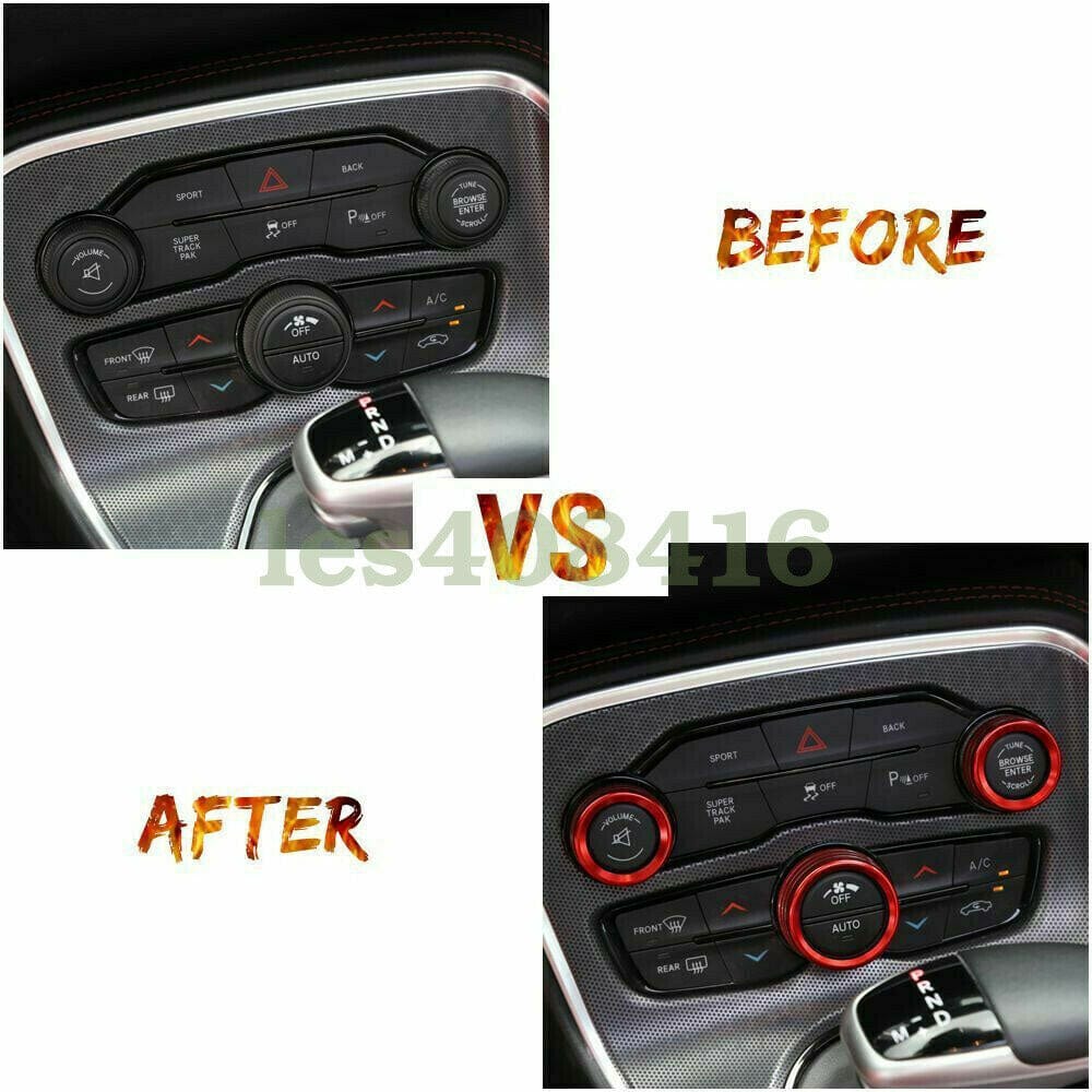 3X Red Air Condition & Audio Switch Knob Trim Ring for Dodge Challenger/Charger