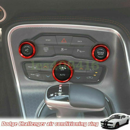 3X Red Air Condition & Audio Switch Knob Trim Ring for Dodge Challenger/Charger